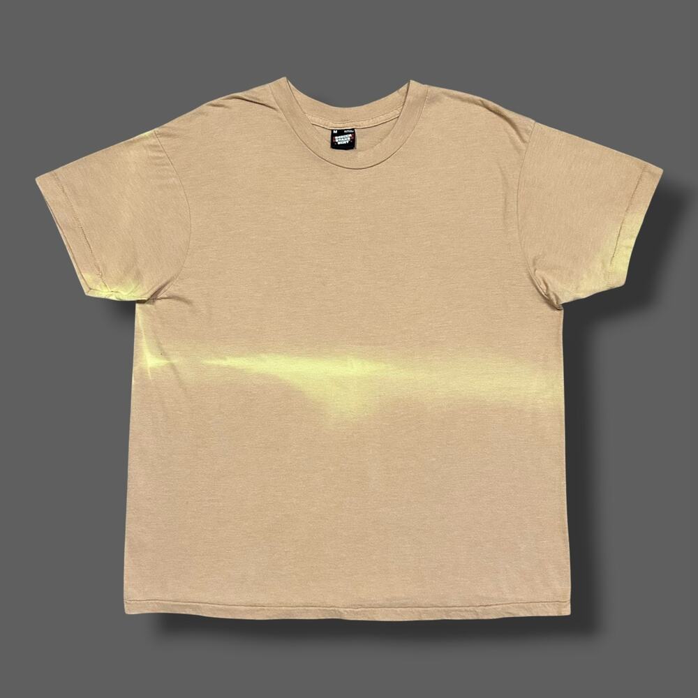 Vintage Sun Faded Shirt Blank Tee Beige Tan 80s 90s Distressed Minimalist Medium